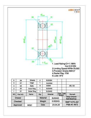 3x10x4 mm 6P-SMR103C-ZZ/P58 A7 LD ABEC357