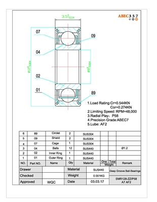  BNT2170 - 8x12x3.5 mm Replacement Bearing for Shimano